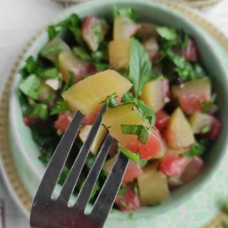 Forked watermelon pickles.